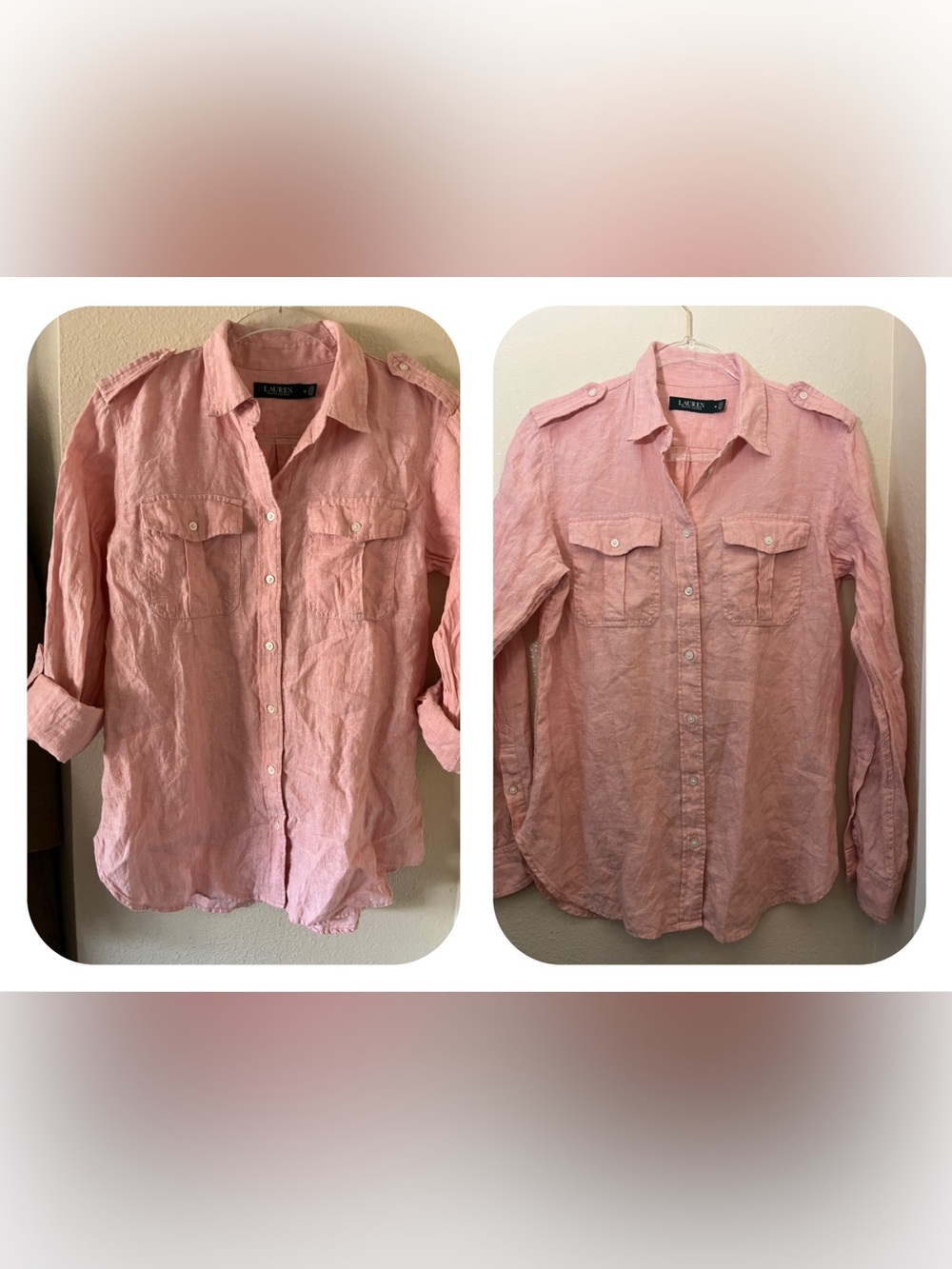 Lauren Ralph Lauren Button-Down Linen Shirt size Medium